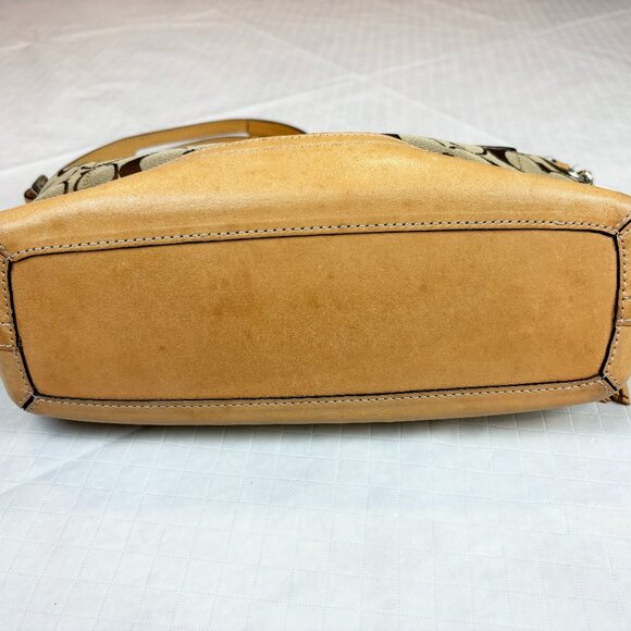 Coach Y2K Signature Logo Monogram Canvas Leather Tan Shoulder Bag Tassel #9363 - Picture 9 of 16